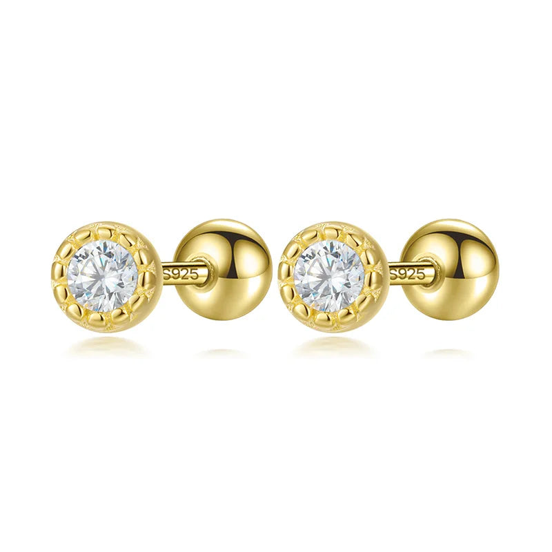 Aretes Zirconia Blanca con Rosca