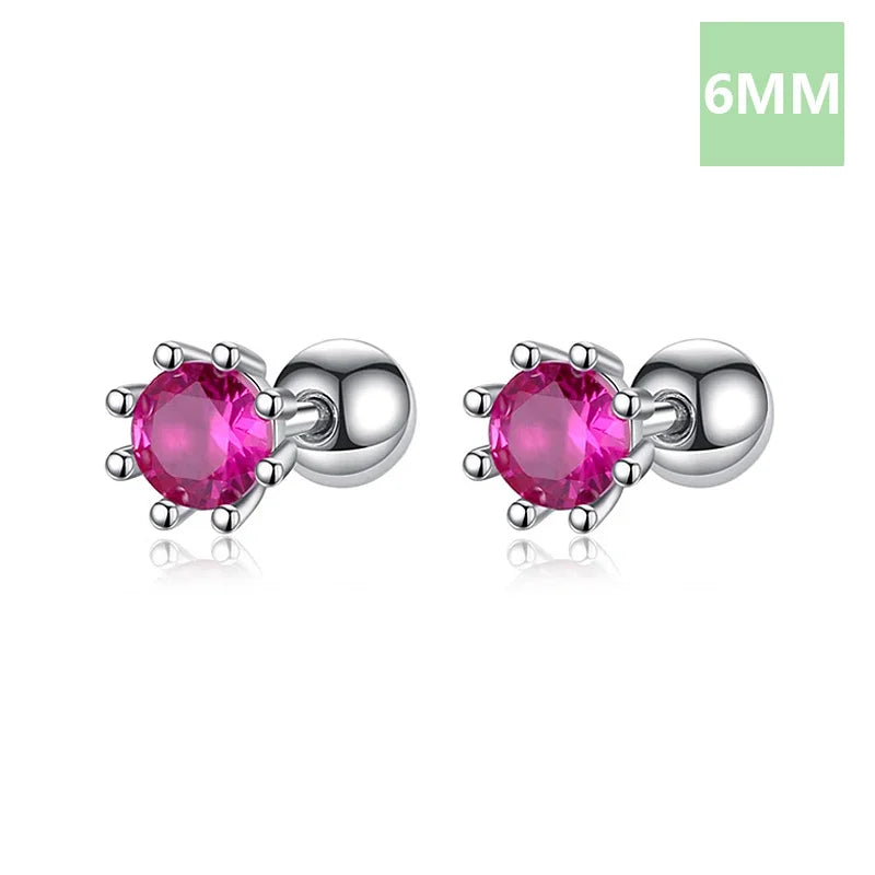 Aretes Zirconia Roja de Ocho Garras