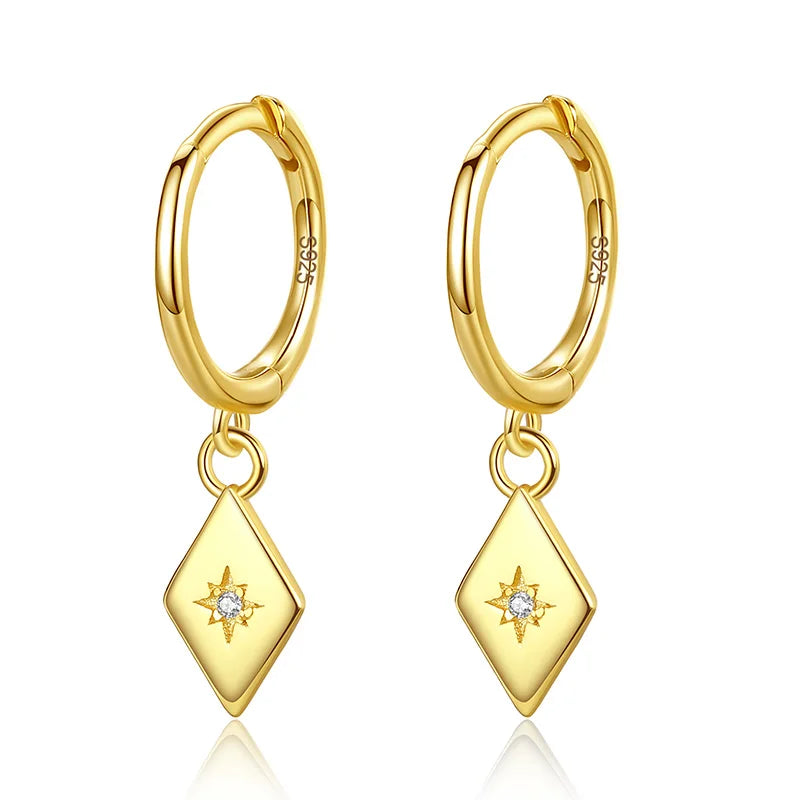 Arracadas con Dije Geométrico de Zirconia