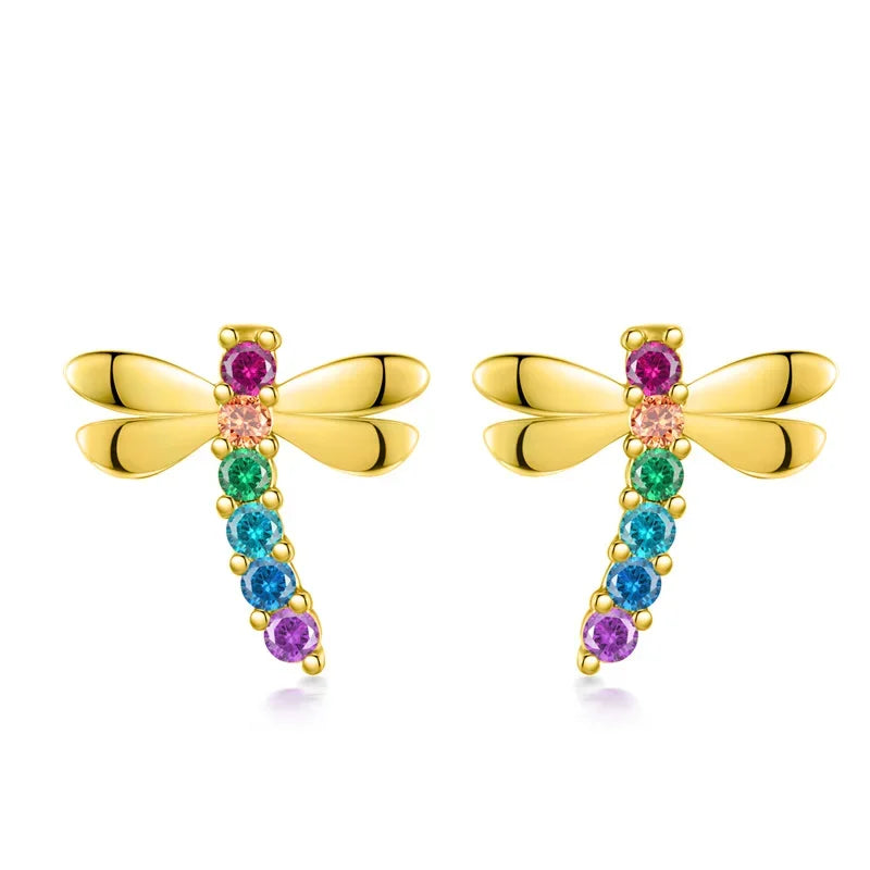 Aretes Libélula con Zirconias y Rosca