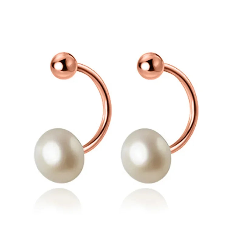 Aretes de Rosca con Perla de Agua Dulce
