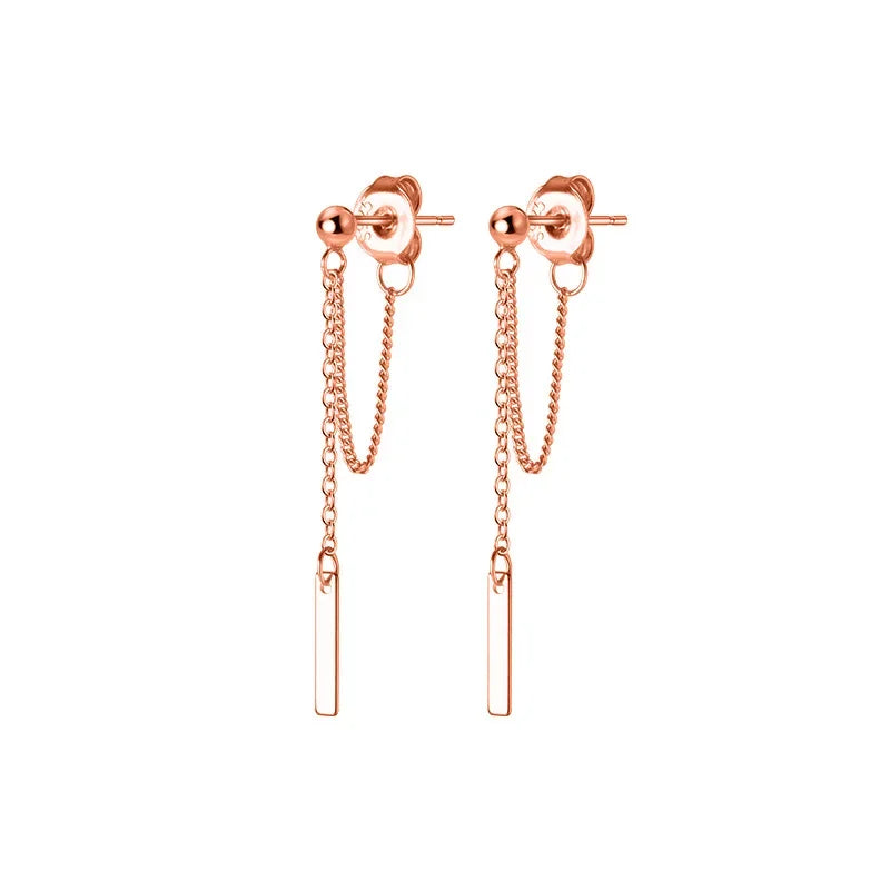 Aretes Barra Geométrica con Cadena