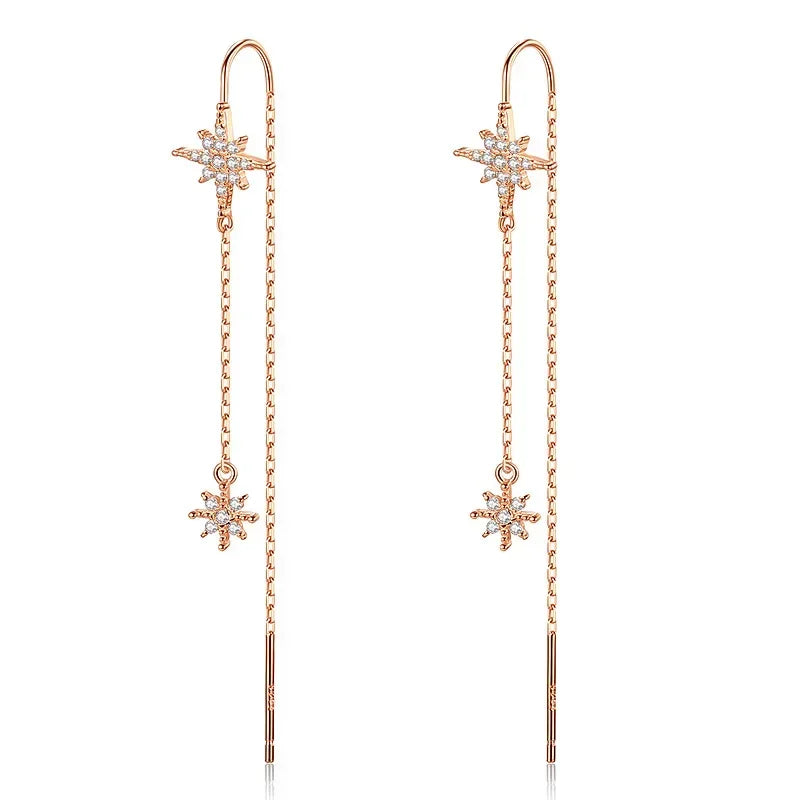 Aretes Colgantes Estrella con Zirconias