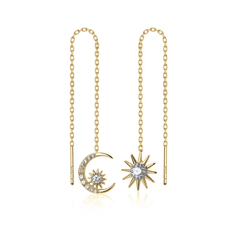 Aretes Largos Asimétricos Sol y Luna