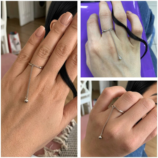 Anillo Abierto Cadena de Bolitas