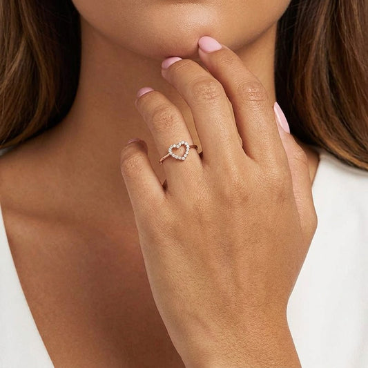 Anillo Abierto Corazón con Zirconias