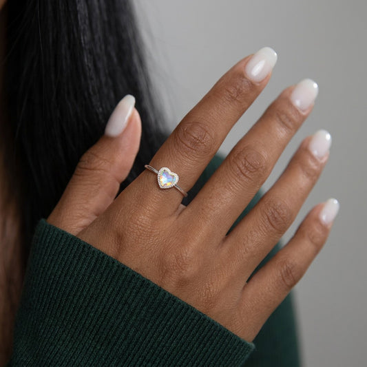 Anillo Abierto Corazón Esmaltado en Degradado