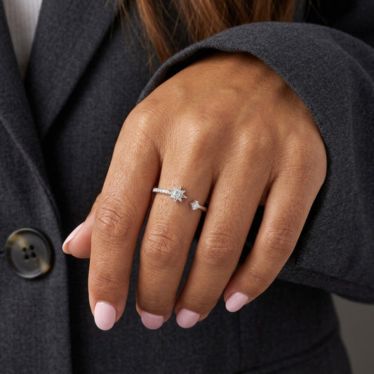 Anillo Abierto Estrella de Ocho Puntas