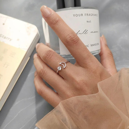 Anillo Abierto Luna con Zirconias