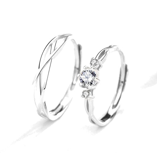 Anillo Ajustable para Pareja con Zirconias