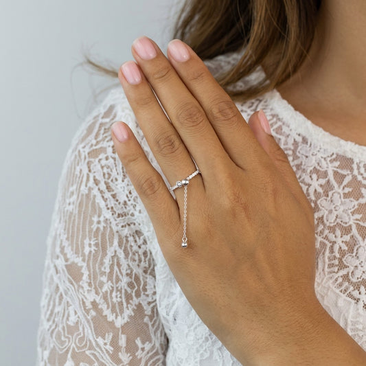 Anillo Cadena con Florecitas Ajustable