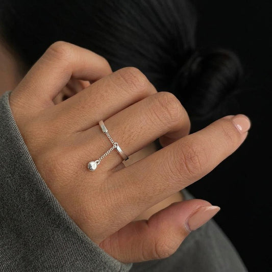Anillo Cadena de Bolitas Ajustable