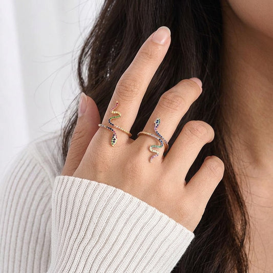 Anillo Serpiente con Zirconias de Color