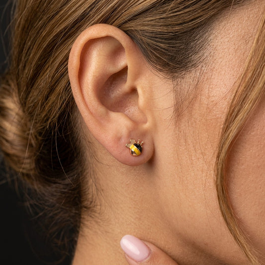 Aretes Abeja y Flor Asimétricos