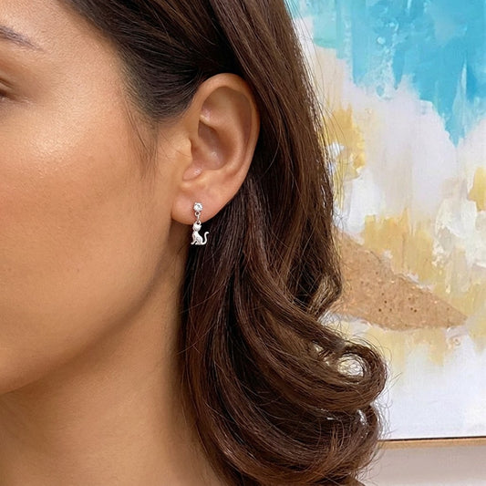Aretes Asimétricos Gatitos con Zirconias