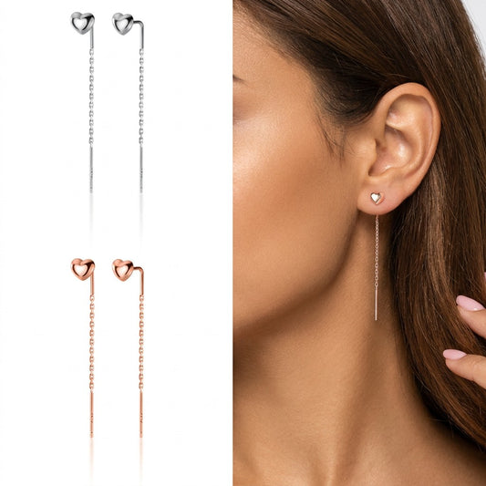 Aretes Barra Larga con Corazón