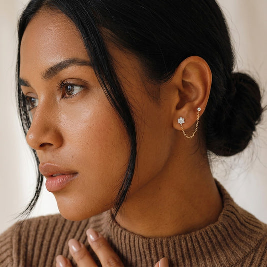 Aretes Borla de Cadena Larga