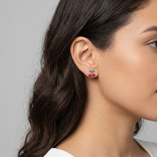 Aretes Cerezas Rojas con Zirconias