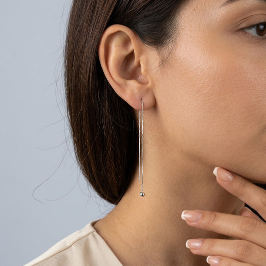 Aretes Colgantes Bolita y Barra