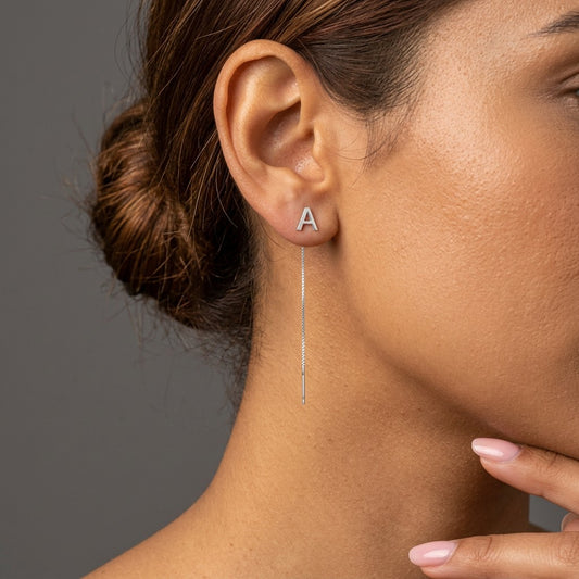 Aretes Colgantes de Letra con Cadena