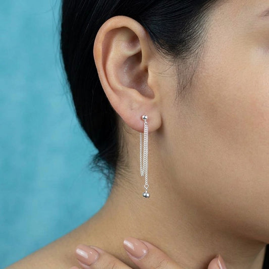 Aretes con Cadena de Bolitas