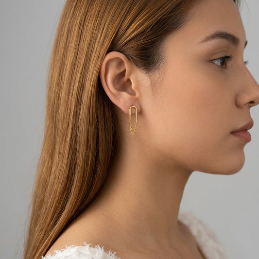 Aretes con Cadena de Eslabones Ovalados