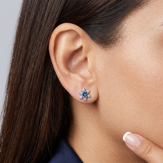 Aretes Copo de Nieve con Zirconias en Tres Colores