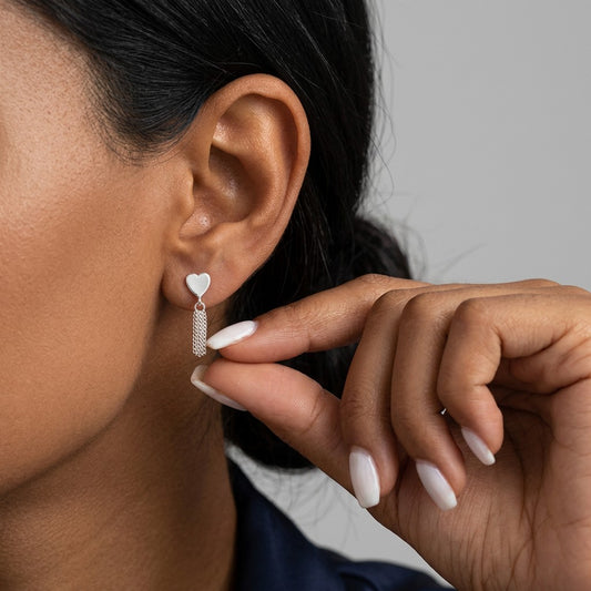 Aretes Corazón con Flecos