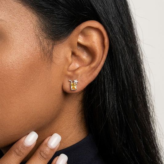 Aretes Corazón y Estrella con Zirconia