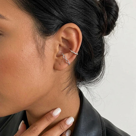 Aretes de Clip Cadena Calada