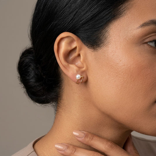 Aretes de Clip Cruz con Perla