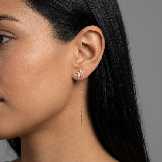 Aretes de Hilo Flor Romántica