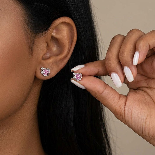 Aretes Estrella de Cuatro Puntas y Corazón