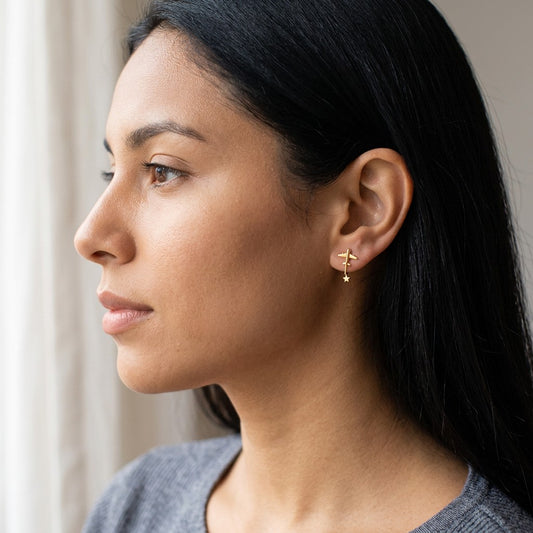 Aretes Estrella Lisa de Gancho