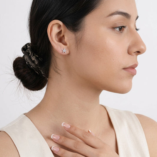 Aretes Flor Brillante con Zirconias