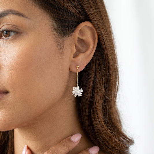Aretes Flor de Hielo Brillante