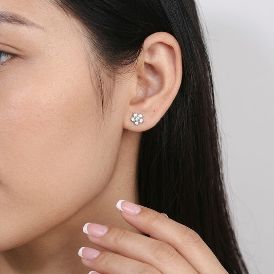 Aretes Flores en Blanco, Rosa o Negro