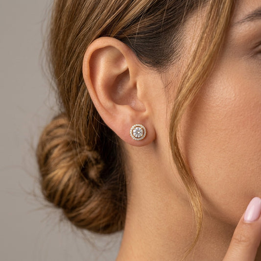Aretes Gatito Geométrico con Zirconias
