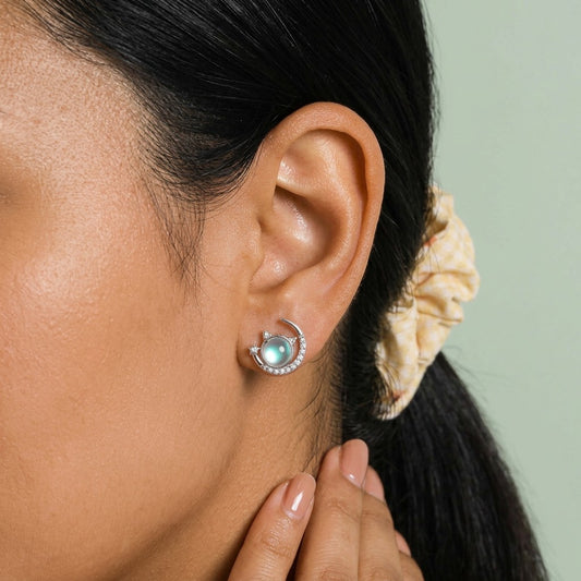 Aretes Gato y Luna con Piedra Luna