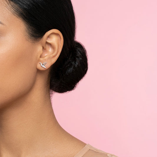 Aretes Grulla de Papel con Zirconia