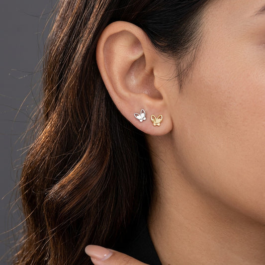 Aretes Mariposa Calada con Cierre de Rosca