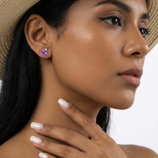 Aretes Mariposa Esmaltada de Colores