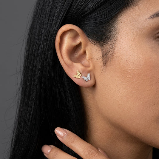 Aretes Mariposa Lisa con Cierre de Rosca