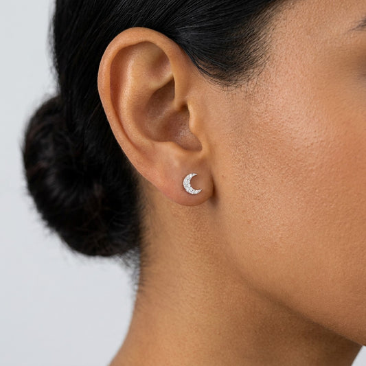 Aretes Mini Luna con Zirconias