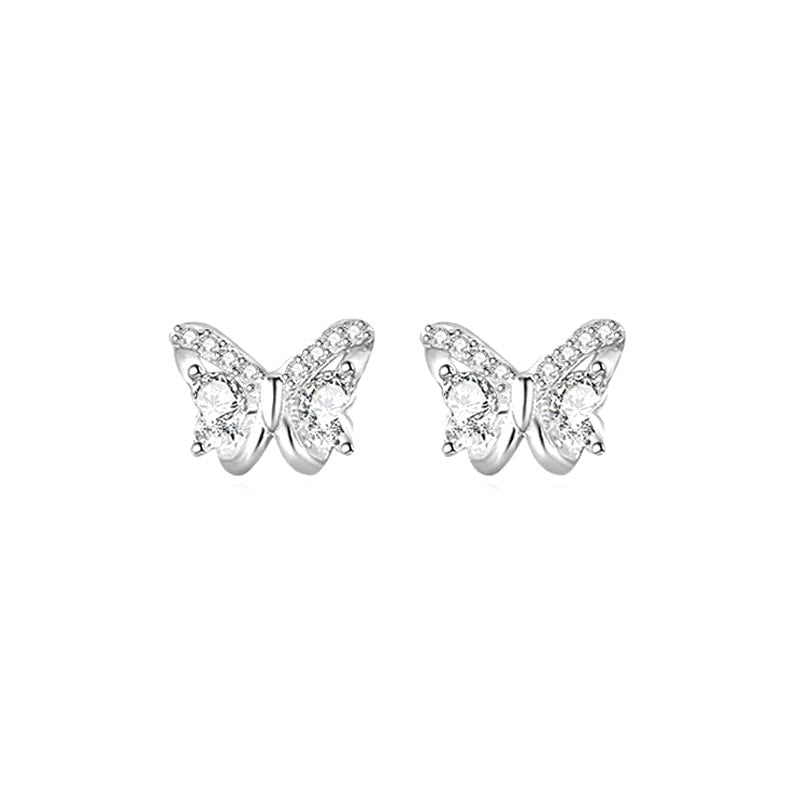 Aretes Moño con Corazón y Piedras Brillantes