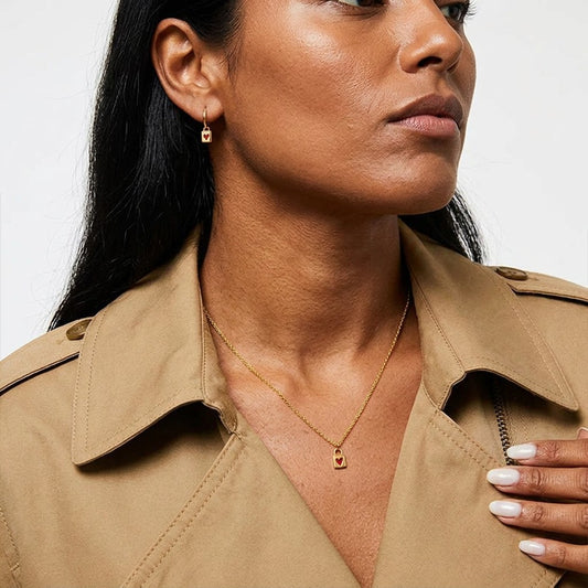 Aretes o Collar Corazón Candado o con Rayo