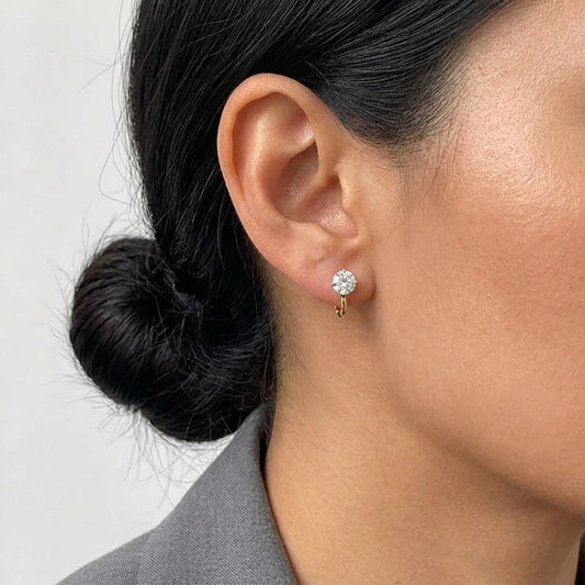 Aretes Redondos Sencillos con Zirconia