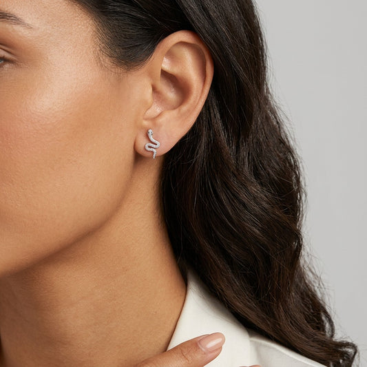 Aretes Serpiente en Espiral con Zirconias