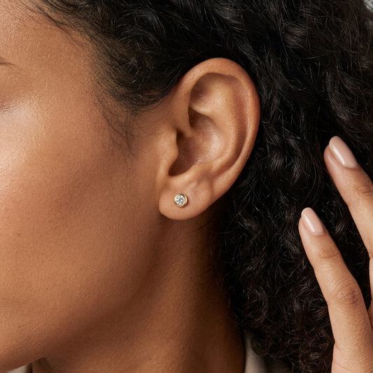 Aretes Solitario Redondo de Zirconia