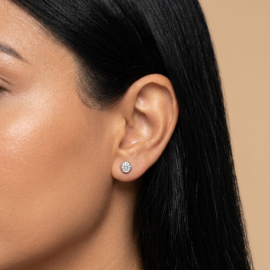 Aretes Zirconia Redonda con Rosca